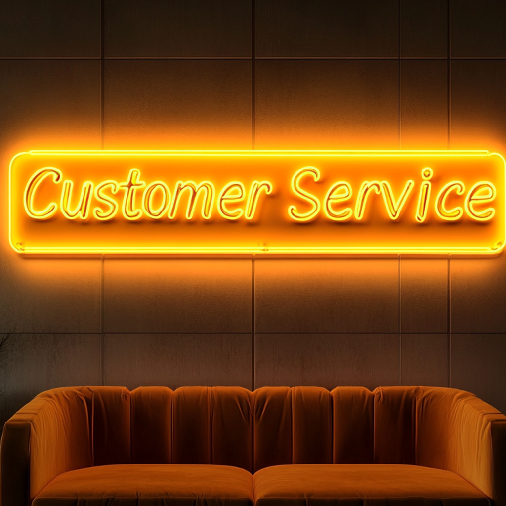 "Customer Service" - Yellow Neon Sign, 24 Inches