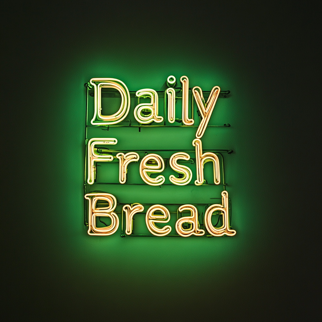 "Daily Fresh Bread" - Green Neon Sign, 24 Inches