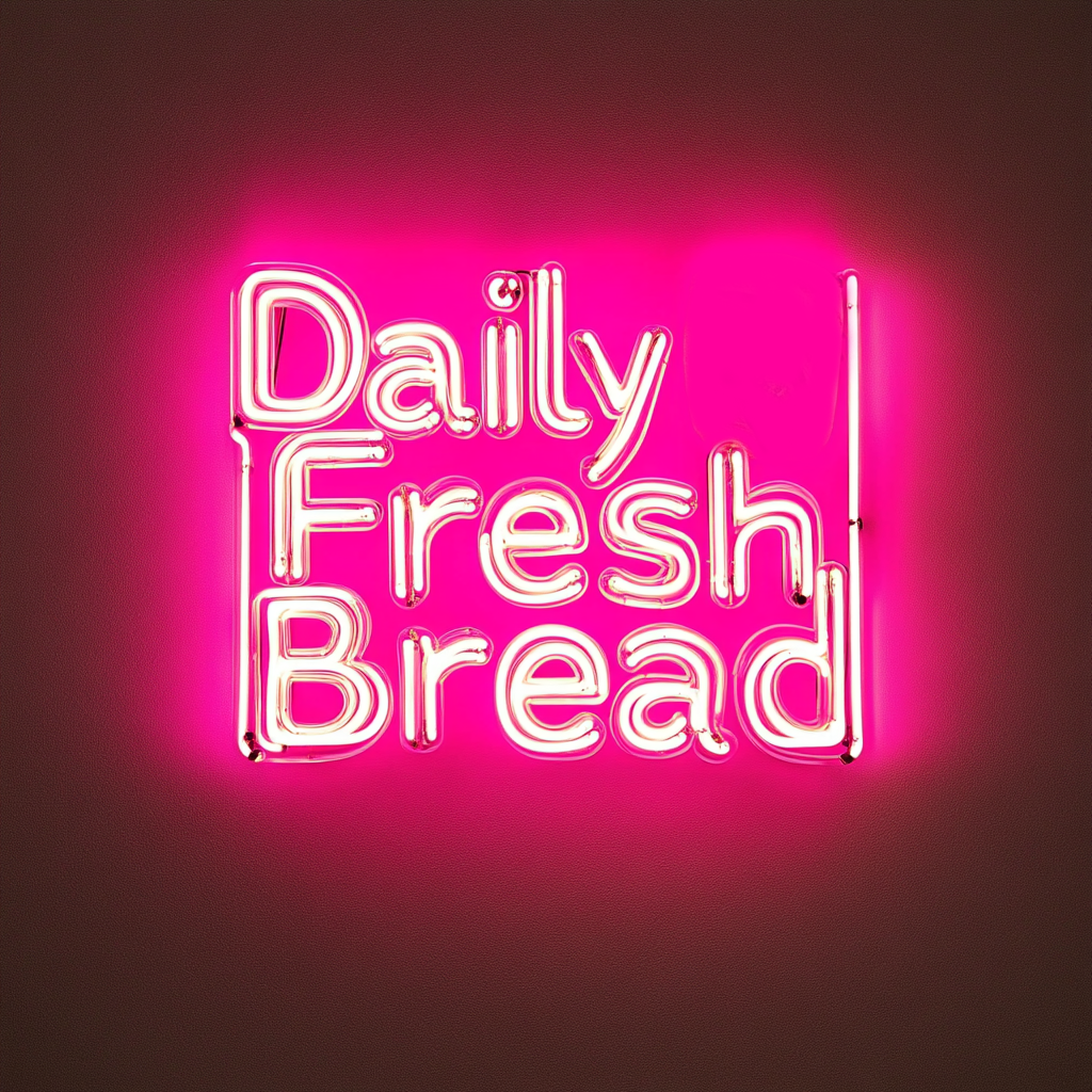 "Daily Fresh Bread" - Pink Neon Sign, 24 Inches