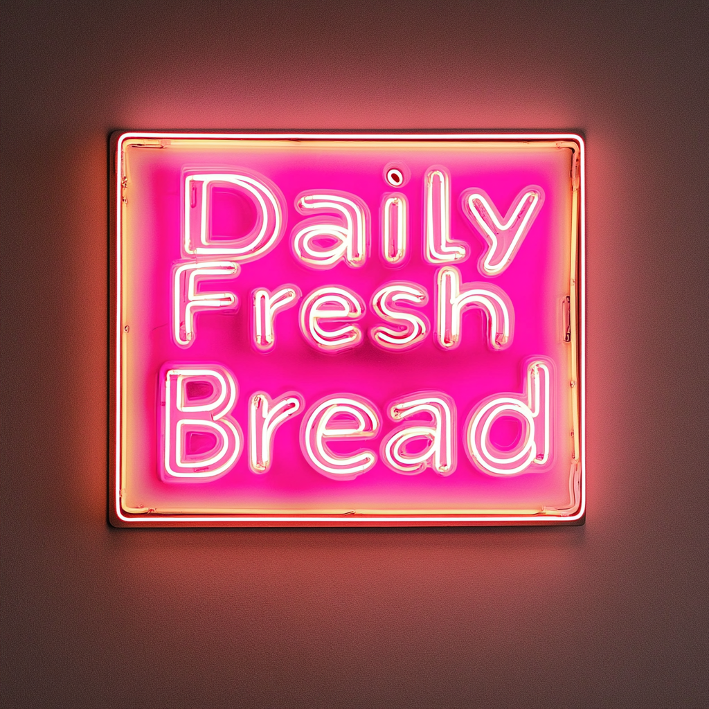 "Daily Fresh Bread" - Pink Neon Sign, 24 Inches