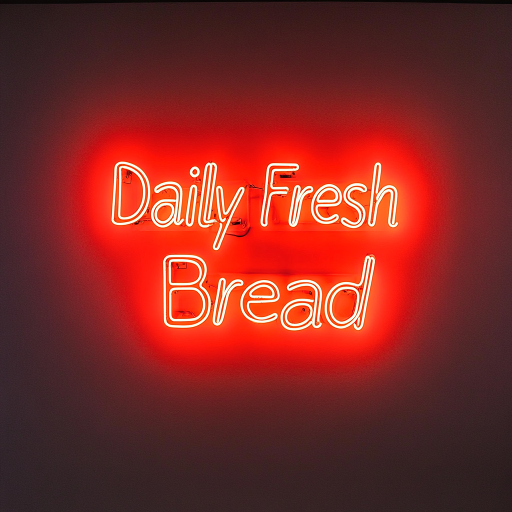 "Daily Fresh Bread" - Red Neon Sign, 24 Inches