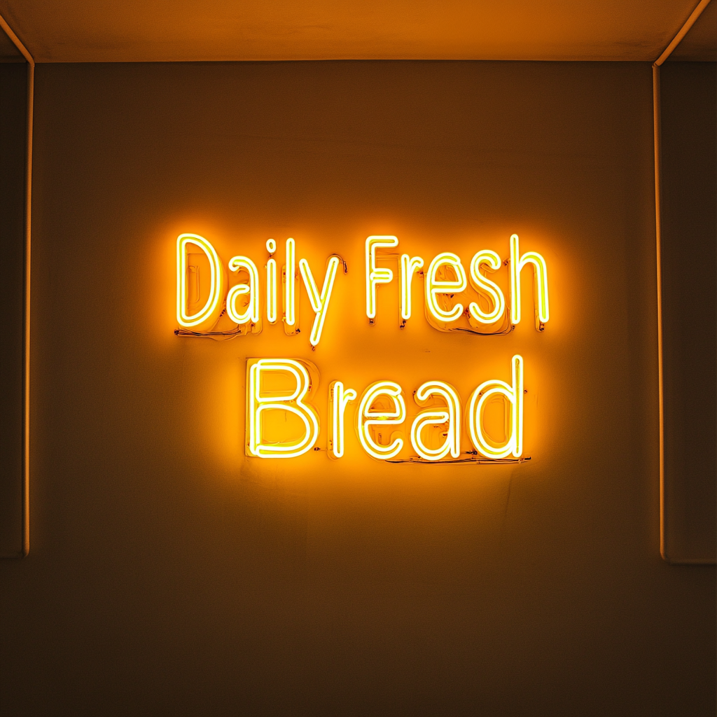 "Daily Fresh Bread" - Yellow Neon Sign, 24 Inches