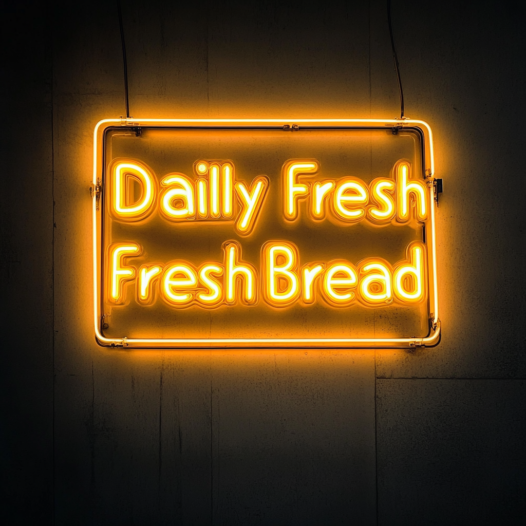 "Daily Fresh Bread" - Yellow Neon Sign, 24 Inches