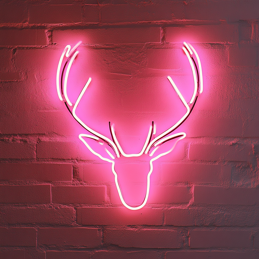 Deer Antlers - Pink Neon Sign, 18 Inches