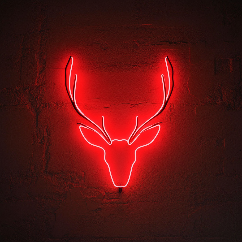 Deer Antlers - Red Neon Sign, 24 Inches