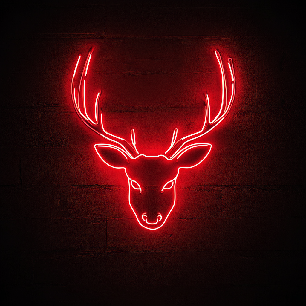 Deer Antlers - Red Neon Sign, 18 Inches