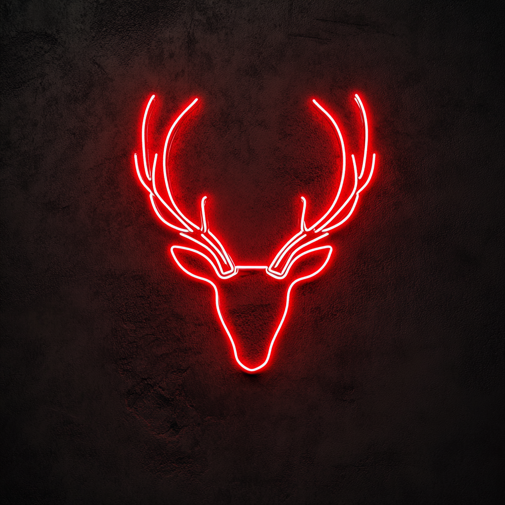 Deer Antlers - Red Neon Sign, 18 Inches