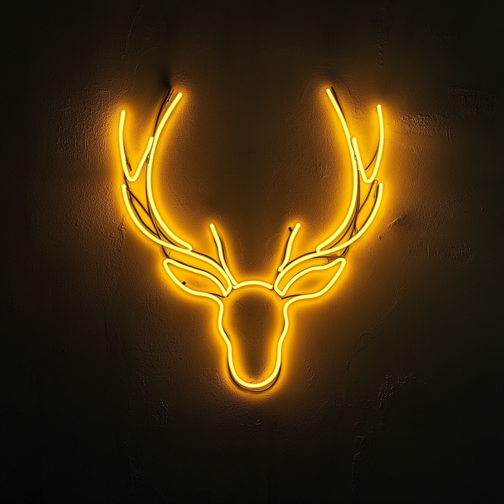 Deer Antlers - Yellow Neon Sign, 24 Inches