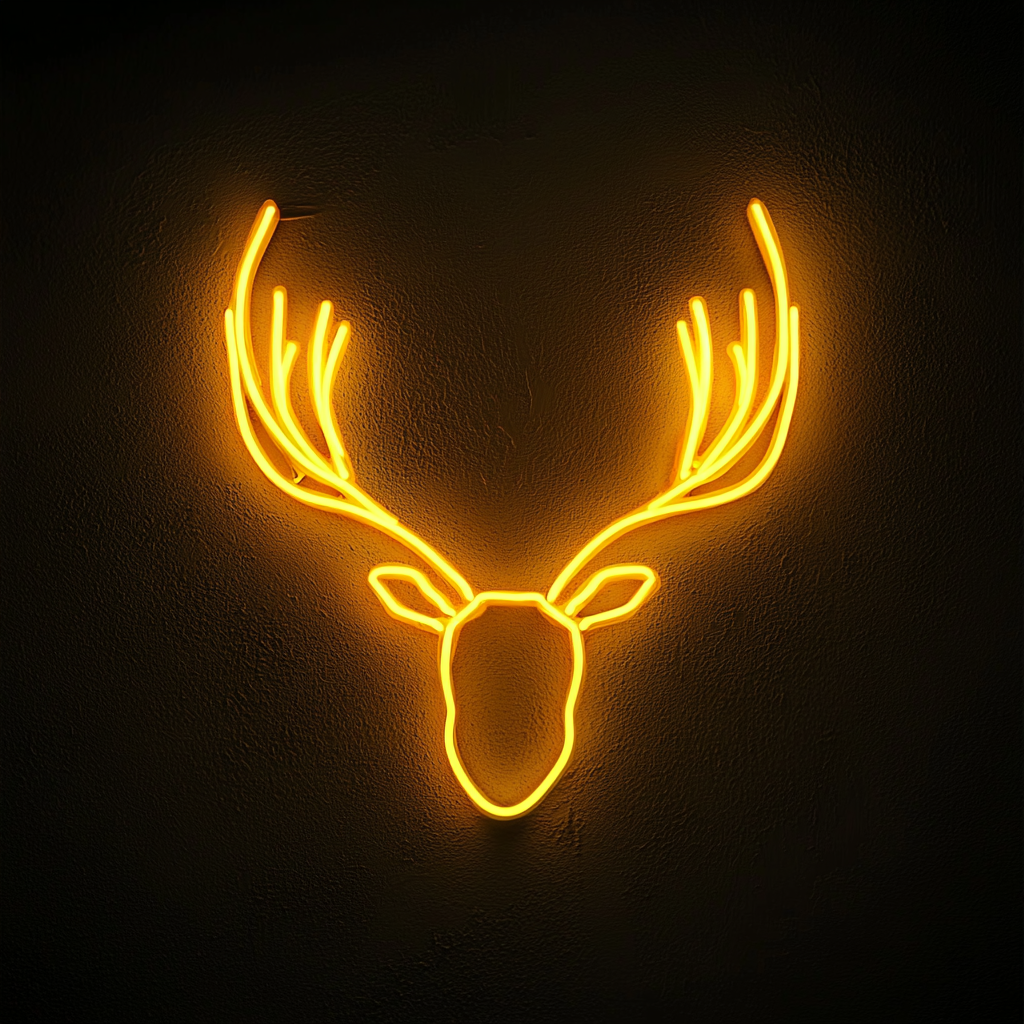 Deer Antlers - Yellow Neon Sign, 24 Inches