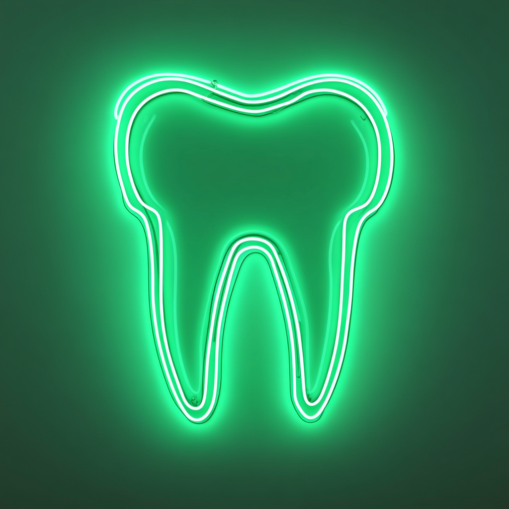 Dental Tooth - Green Neon Sign, 24 Inches