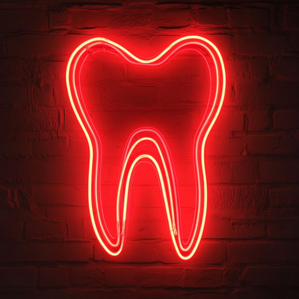 Dental Tooth - Red Neon Sign, 24 Inches