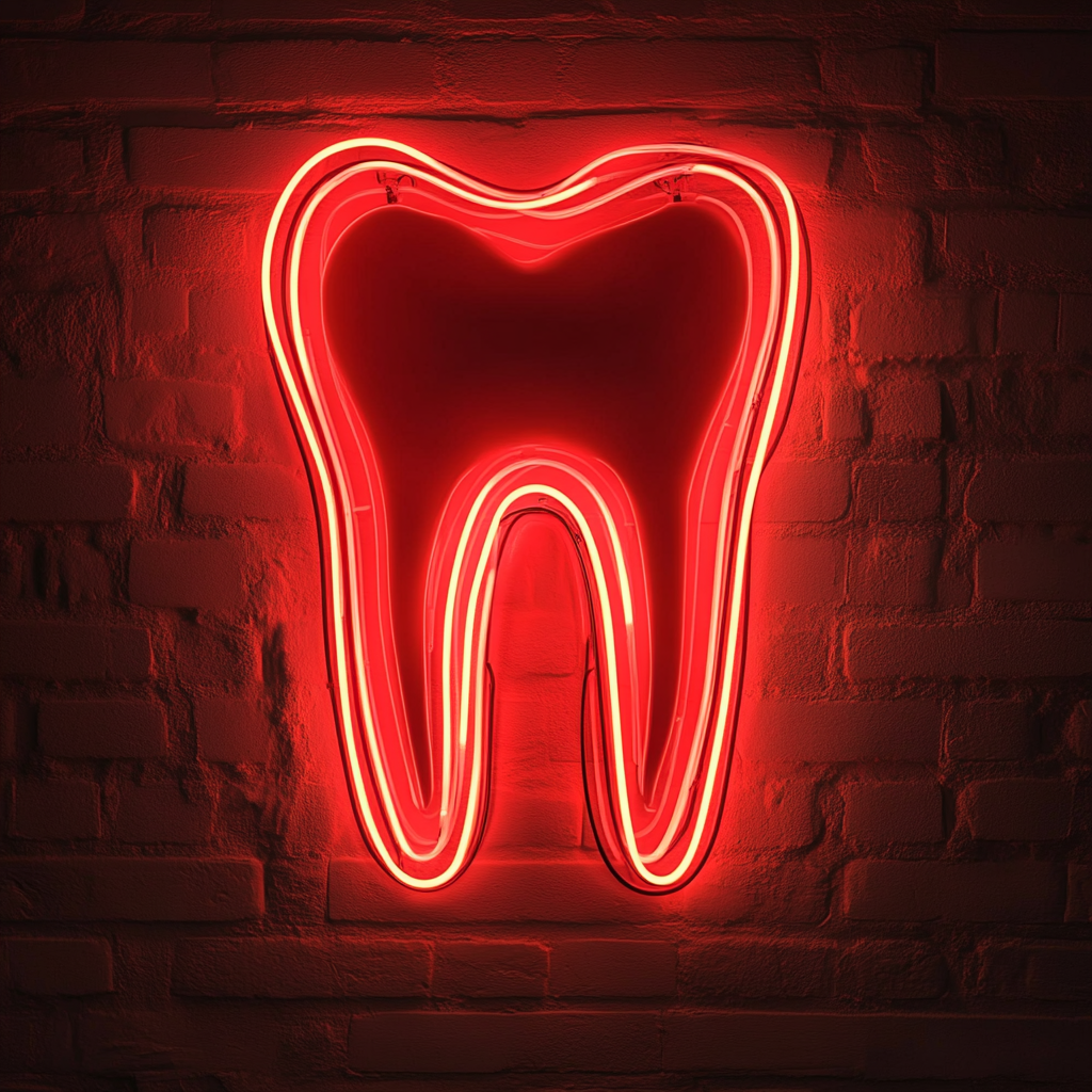 Dental Tooth - Red Neon Sign, 24 Inches