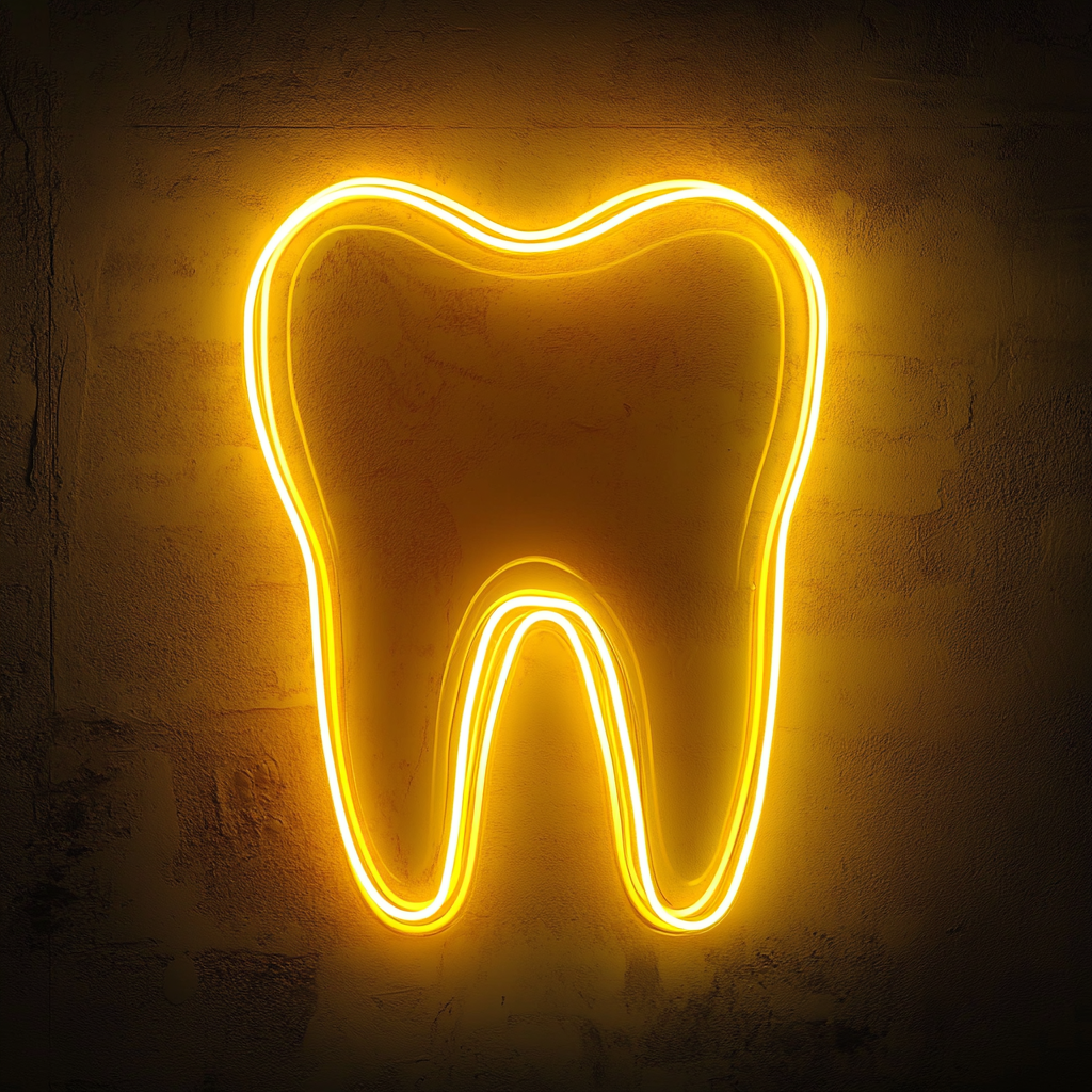Dental Tooth - Yellow Neon Sign, 24 Inches