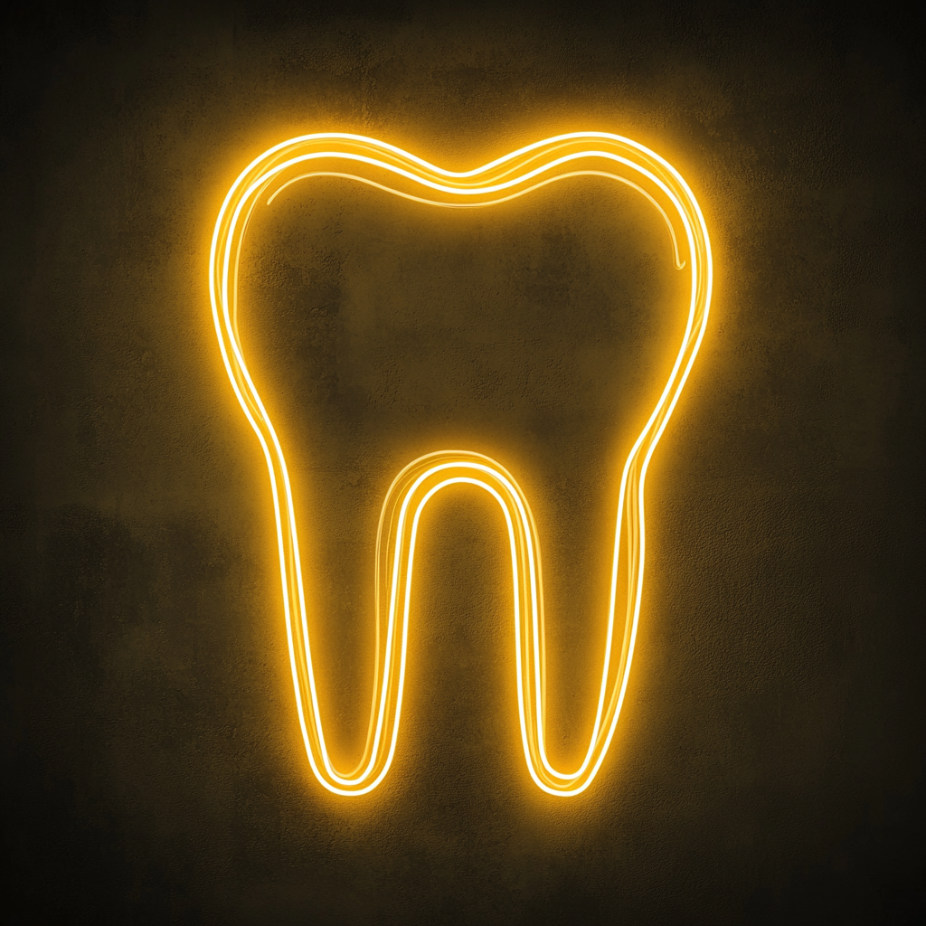 Dental Tooth - Yellow Neon Sign, 24 Inches