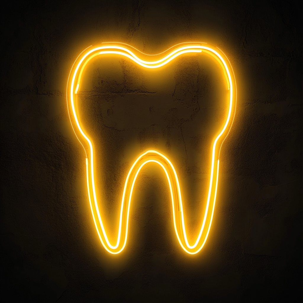 Dental Tooth - Yellow Neon Sign, 24 Inches