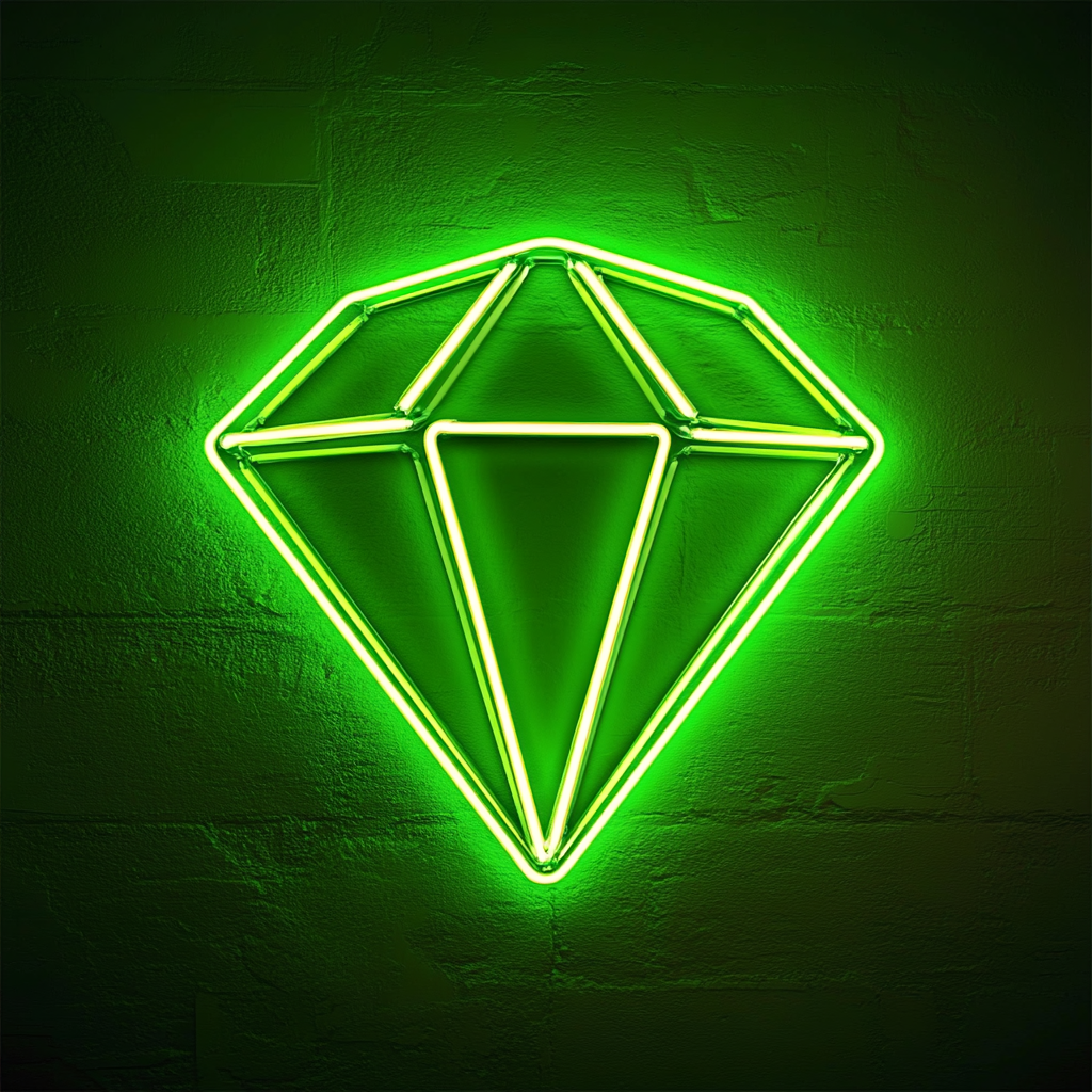 Diamond - Green Neon Sign, 18 Inches