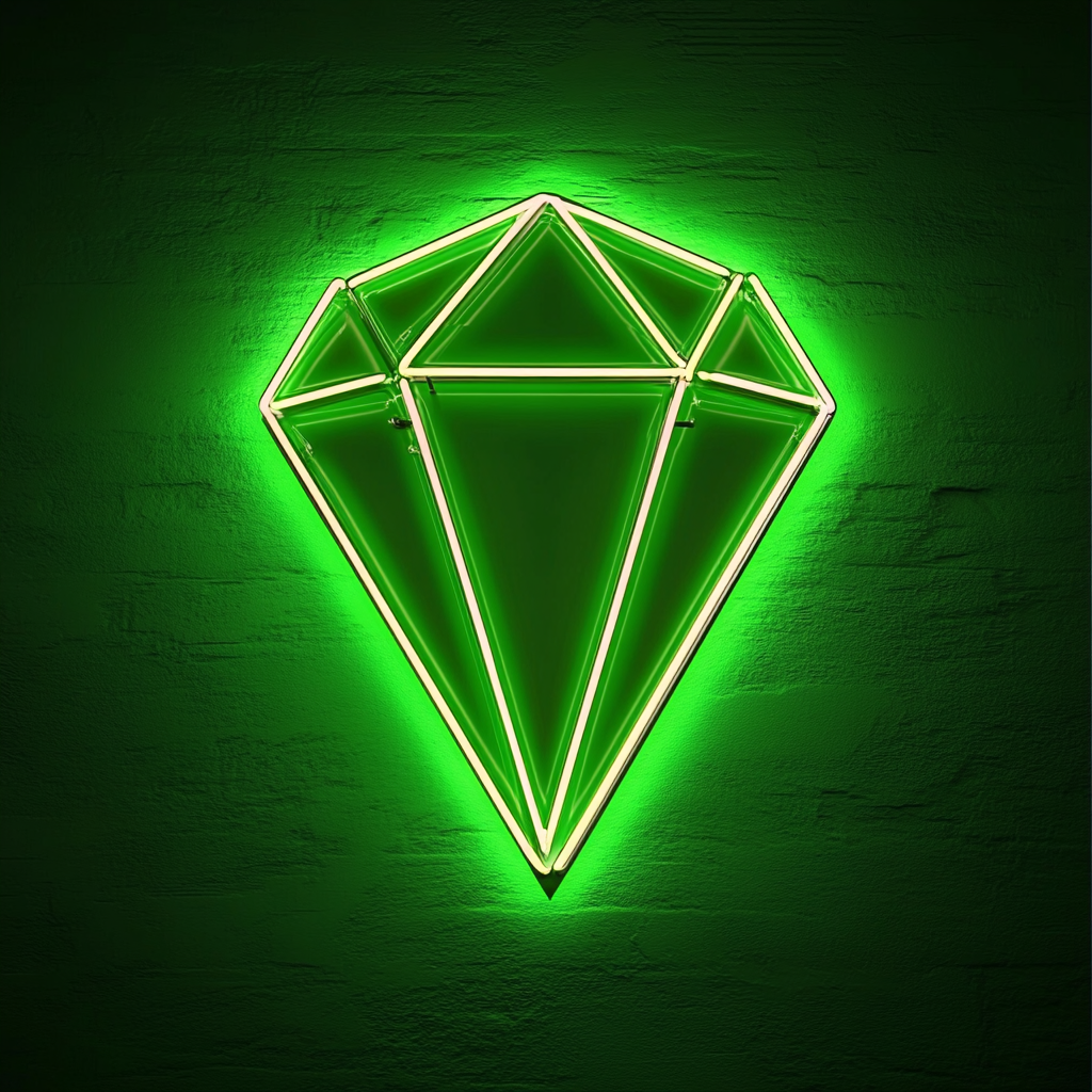 Diamond - Green Neon Sign, 18 Inches
