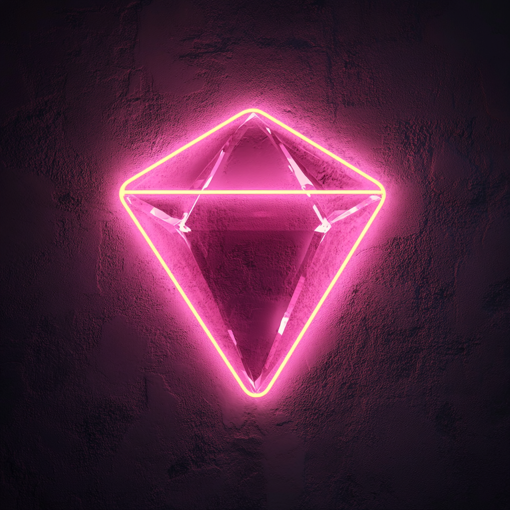 Diamond - Pink Neon Sign, 18 Inches