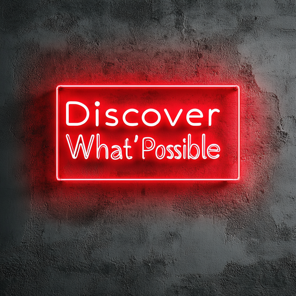 "Discover Whats Possible" - Red Neon Sign, 24 Inches