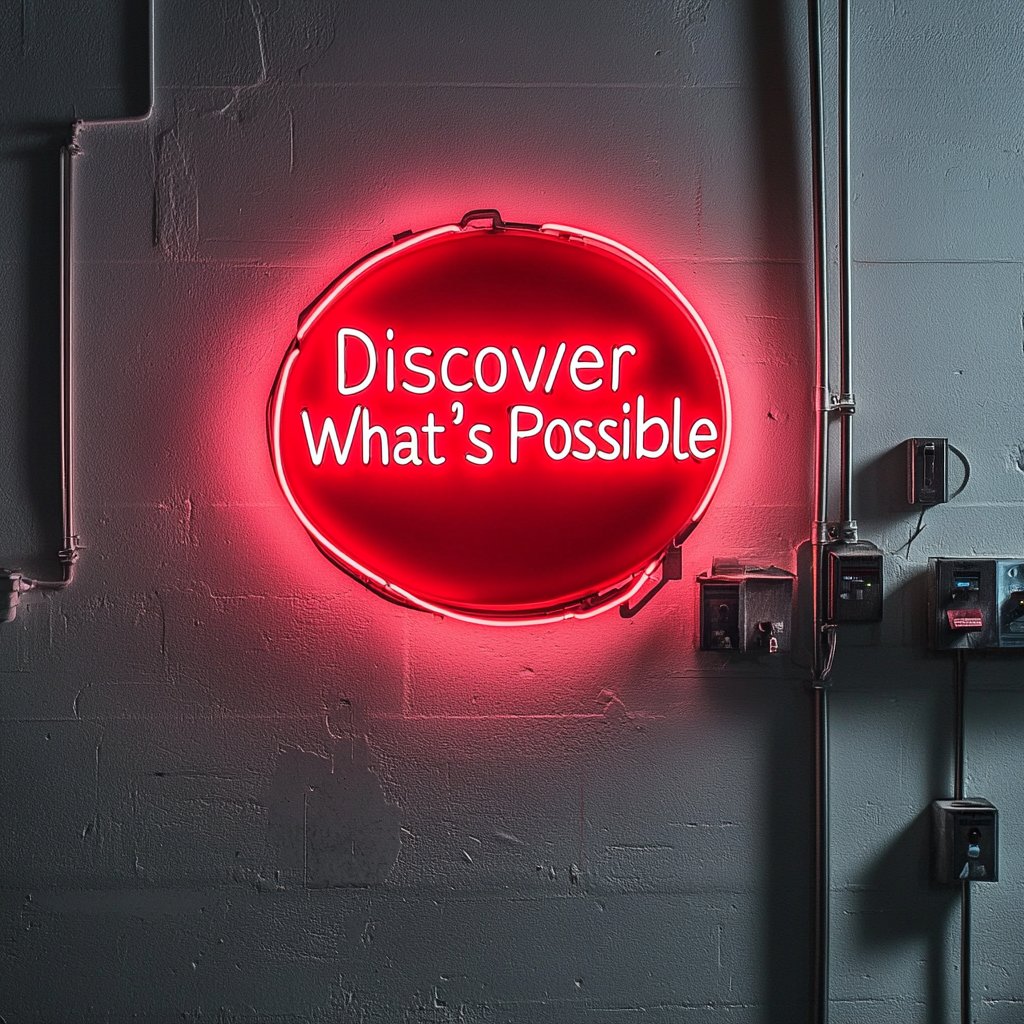 "Discover Whats Possible" - Red Neon Sign, 24 Inches