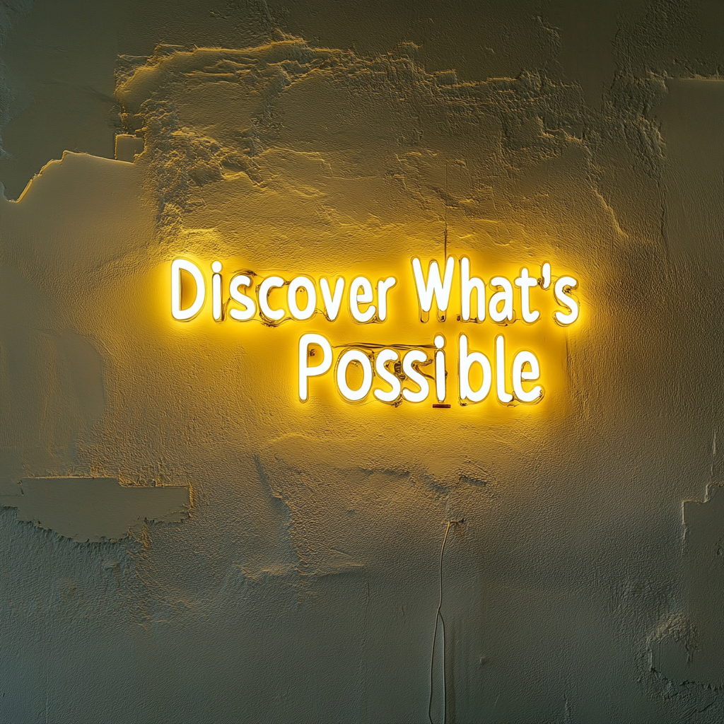 "Discover Whats Possible" - Yellow Neon Sign, 24 Inches