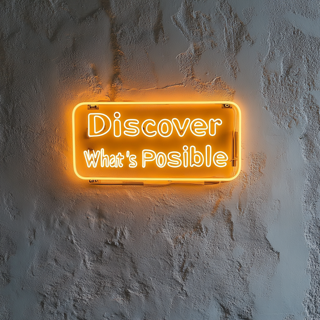 "Discover Whats Possible" - Yellow Neon Sign, 24 Inches