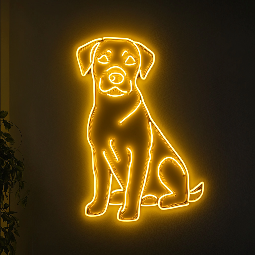 Dog - Yellow Neon Sign, 18 Inches