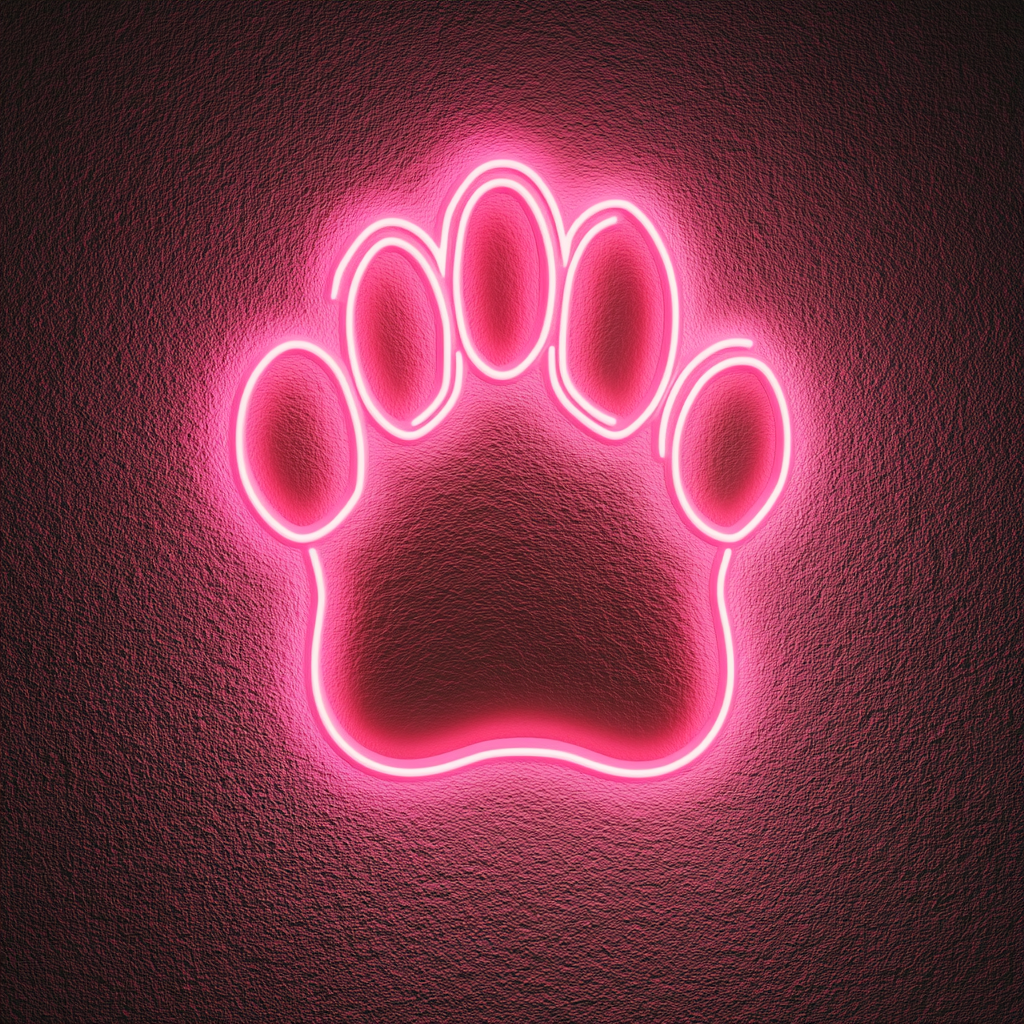 Dog Paw Print - Pink Neon Sign, 24 Inches