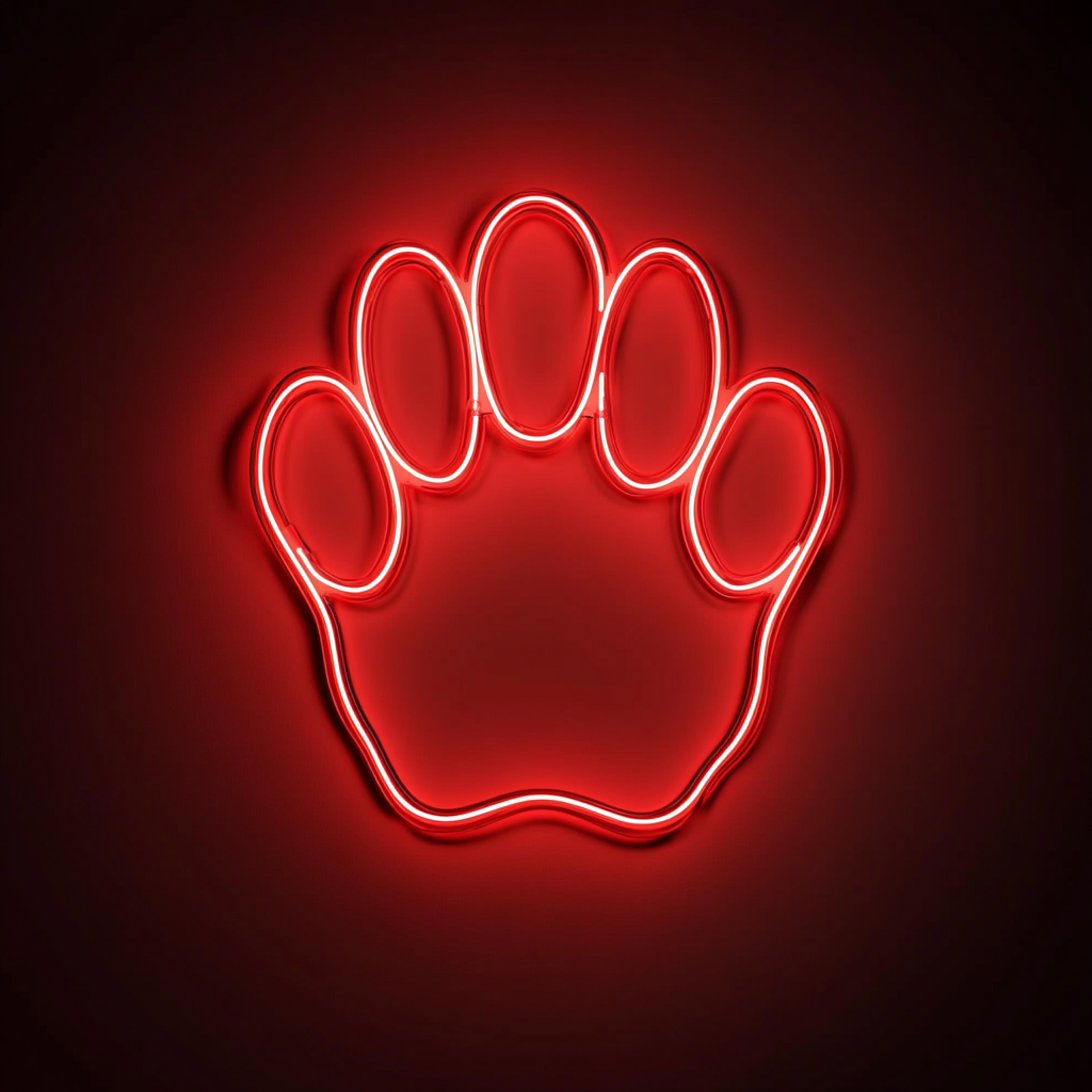 Dog Paw Print - Red Neon Sign, 18 Inches