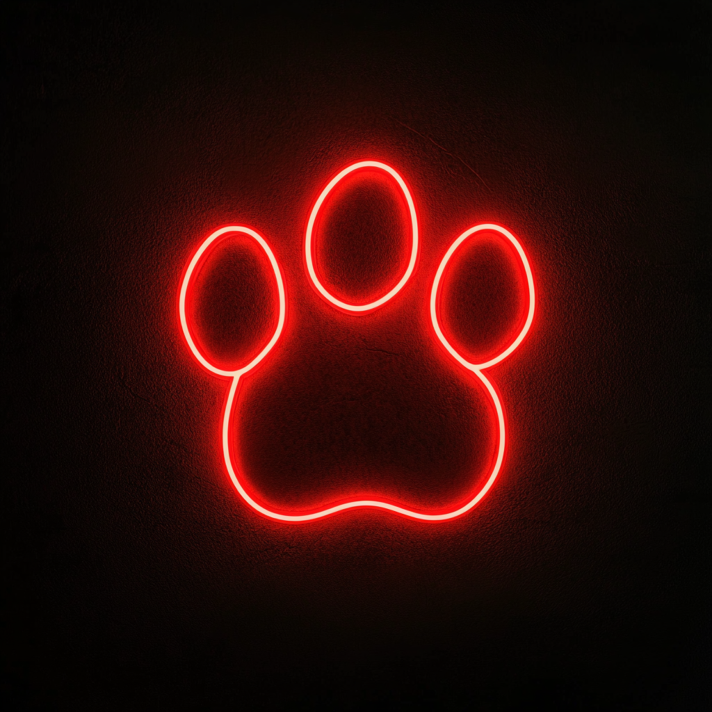 Dog Paw Print - Red Neon Sign, 18 Inches