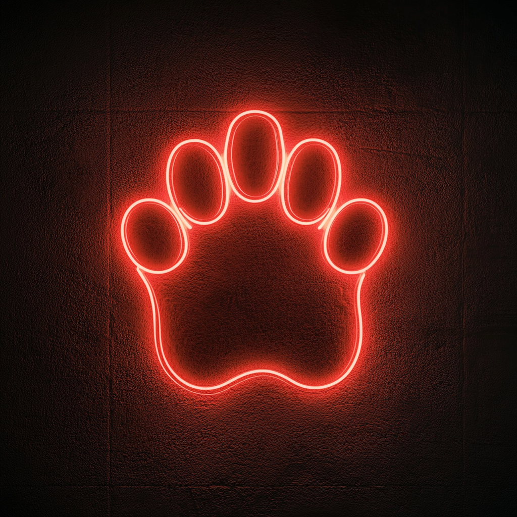 Dog Paw Print - Red Neon Sign, 18 Inches