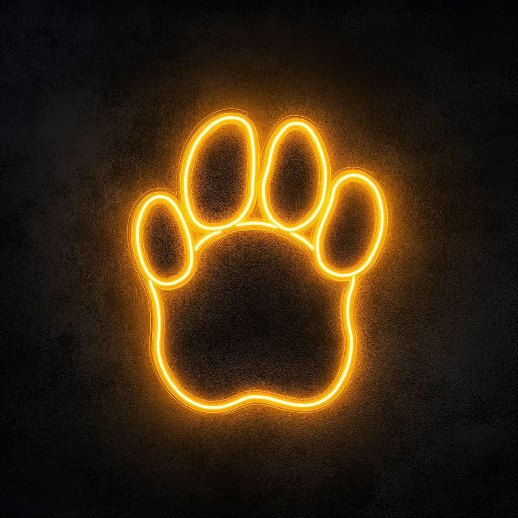 Dog Paw Print - Yellow Neon Sign, 24 Inches