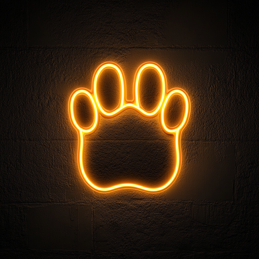 Dog Paw Print - Yellow Neon Sign, 24 Inches
