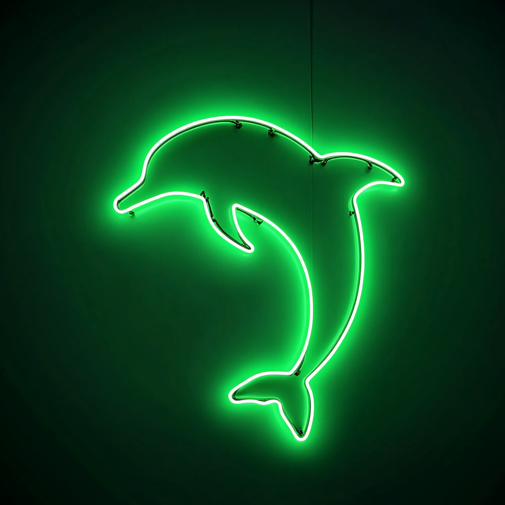Dolphin - Green Neon Sign, 18 Inches