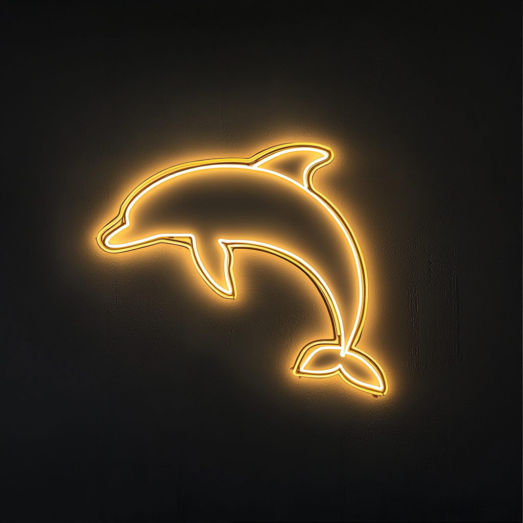 Dolphin - Yellow Neon Sign, 24 Inches