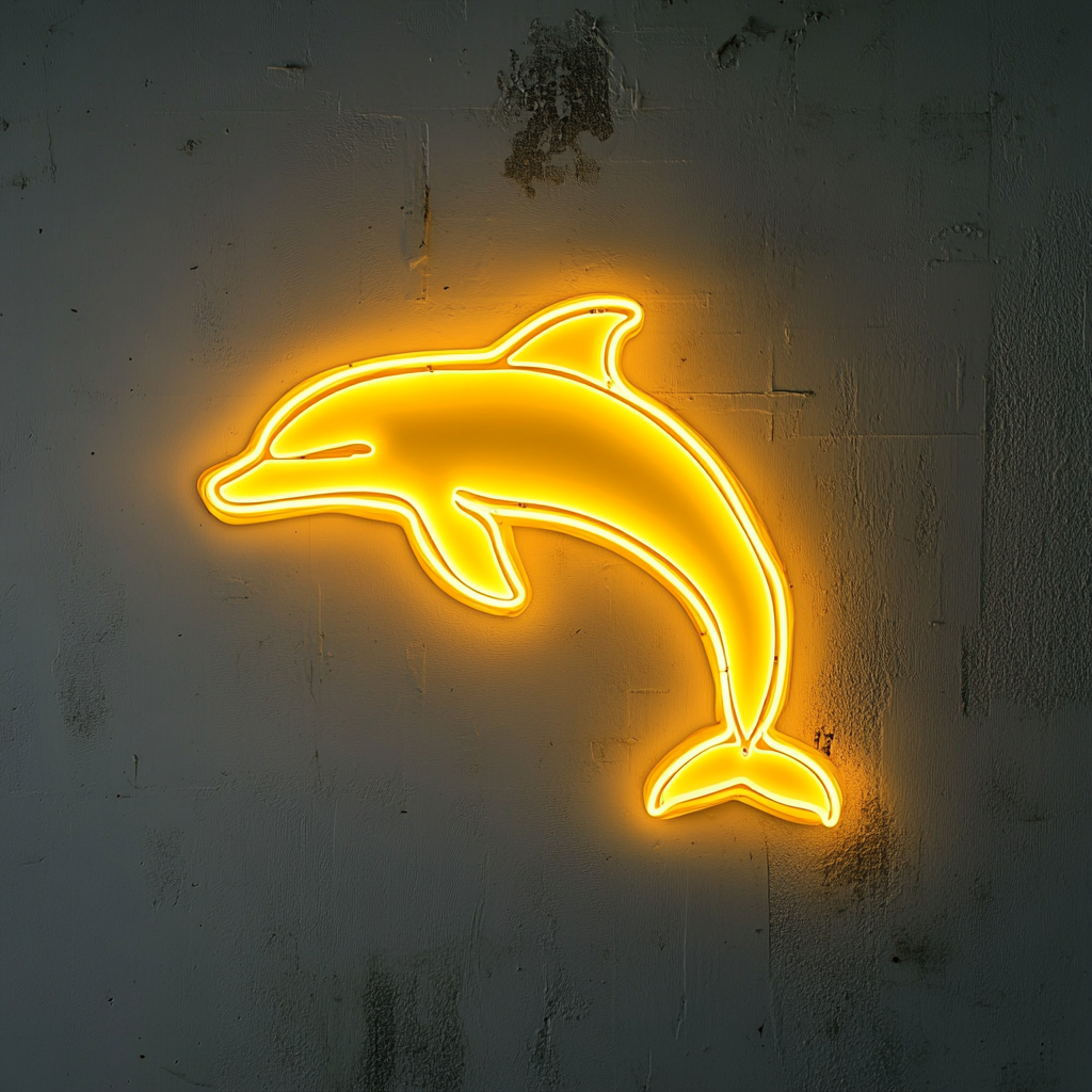 Dolphin - Yellow Neon Sign, 24 Inches