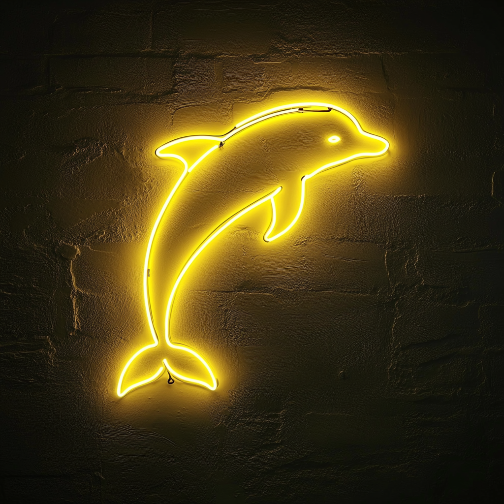 Dolphin - Yellow Neon Sign, 24 Inches