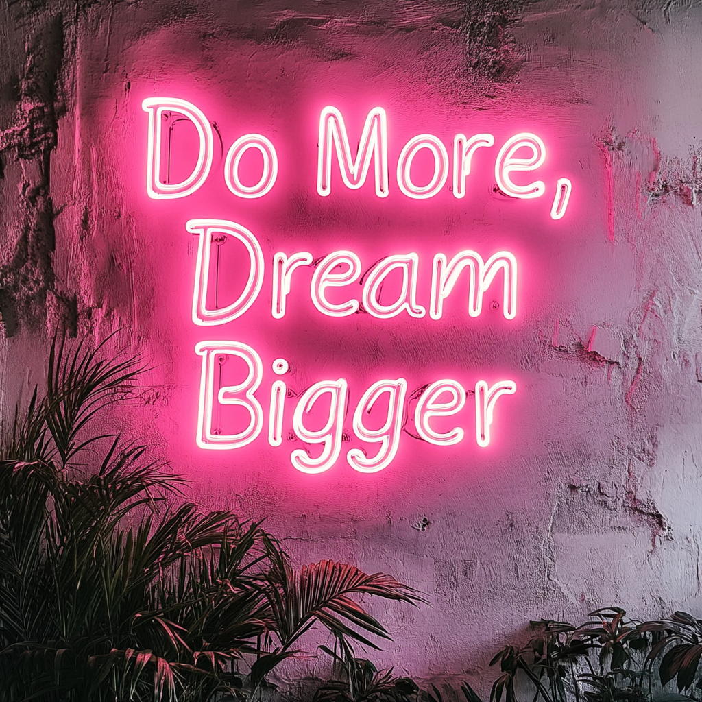 "Do More, Dream Bigger" - Pink Neon Sign, 24 Inches