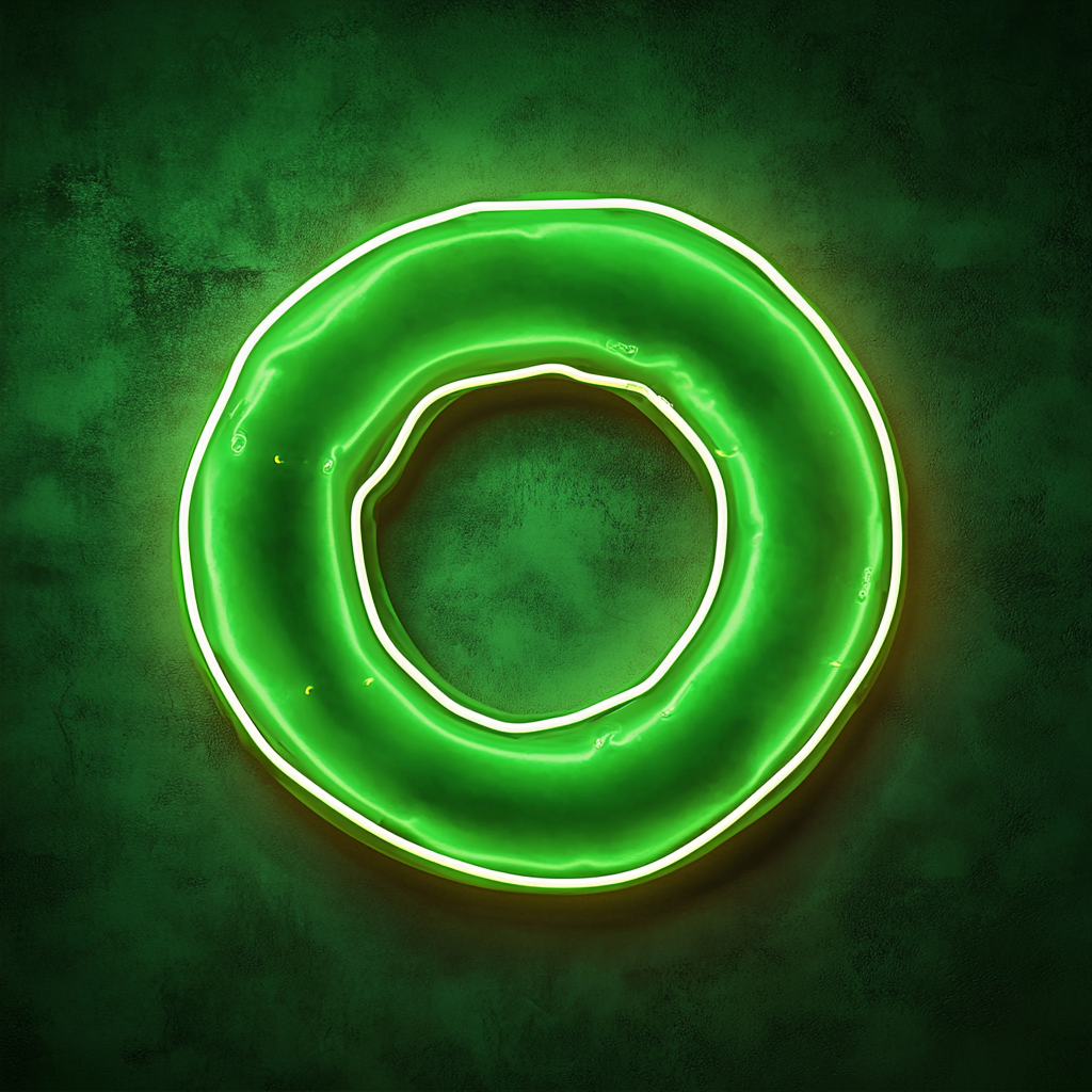 Donut - Green Neon Sign, 24 Inches