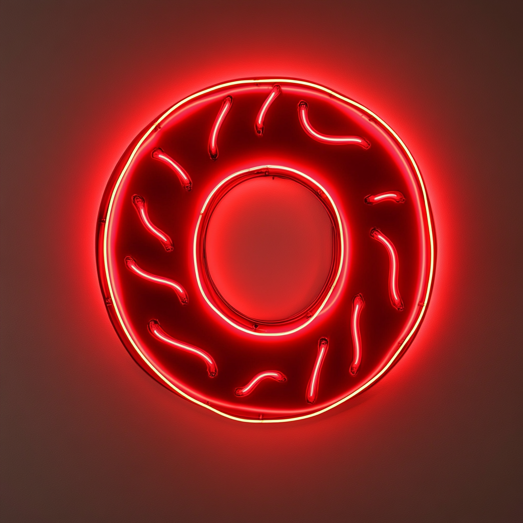 Donut - Red Neon Sign, 18 Inches