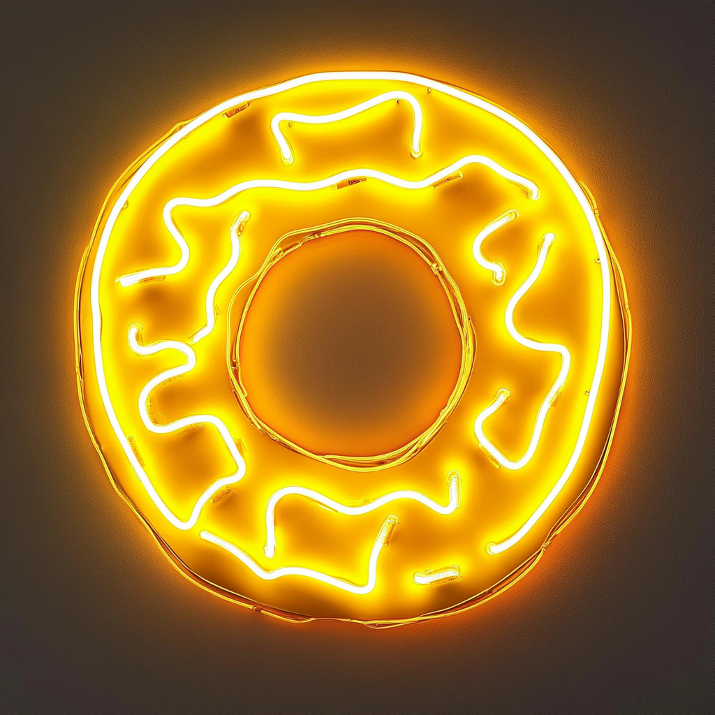 Donut - Yellow Neon Sign, 24 Inches