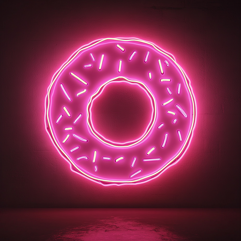 Doughnut with Sprinkles and Bite - Pink Neon Sign, 24 Inches