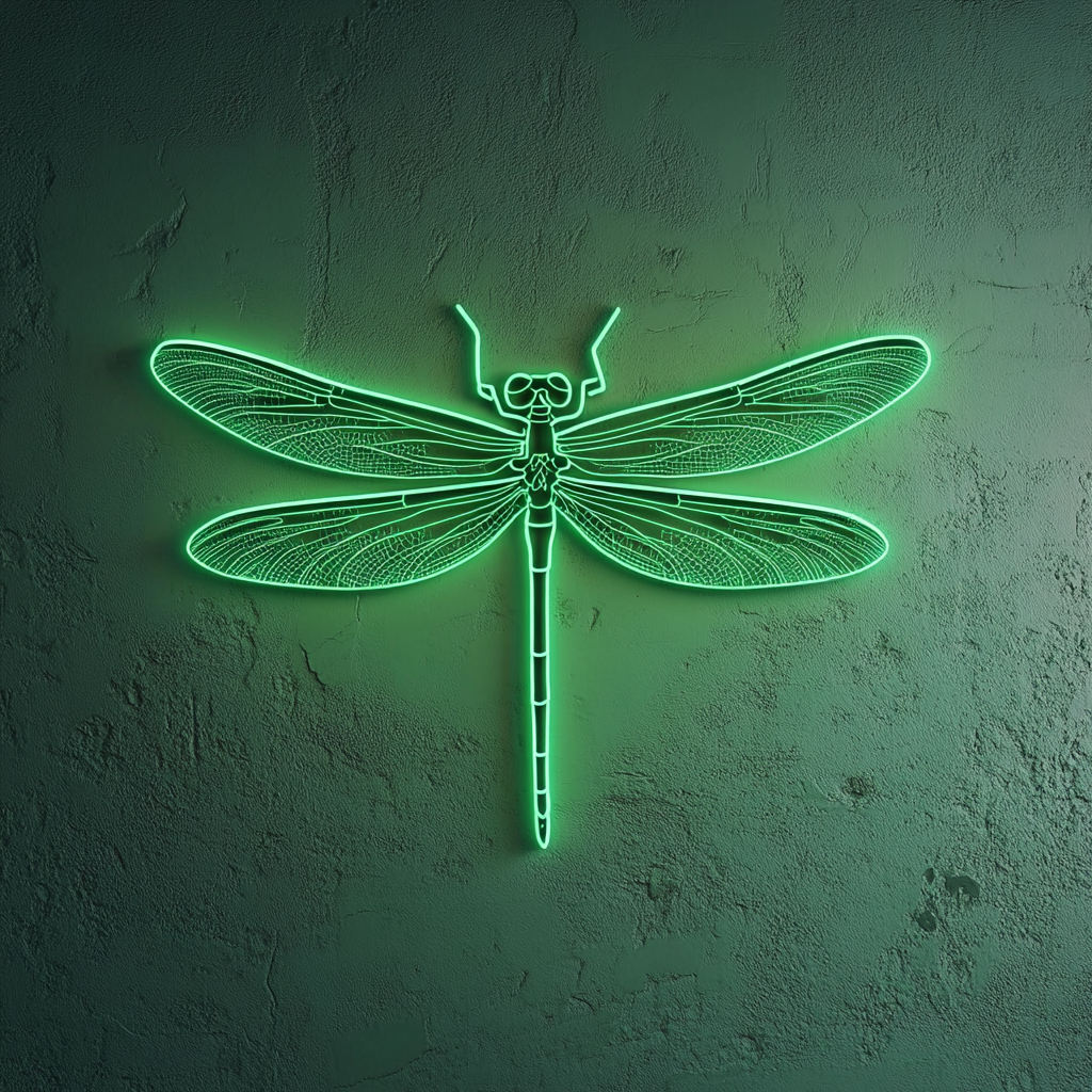 Dragonfly - Green Neon Sign, 24 Inches