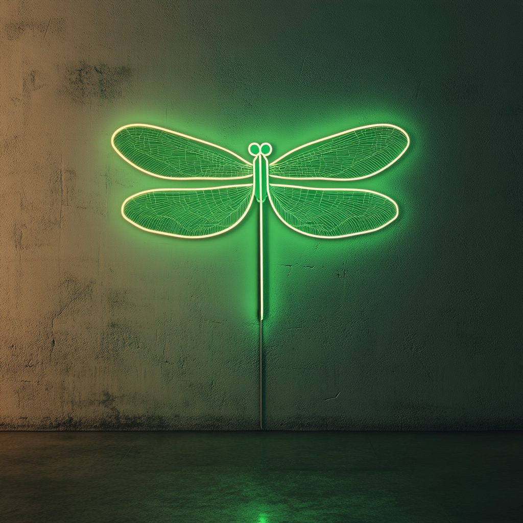 Dragonfly - Green Neon Sign, 18 Inches