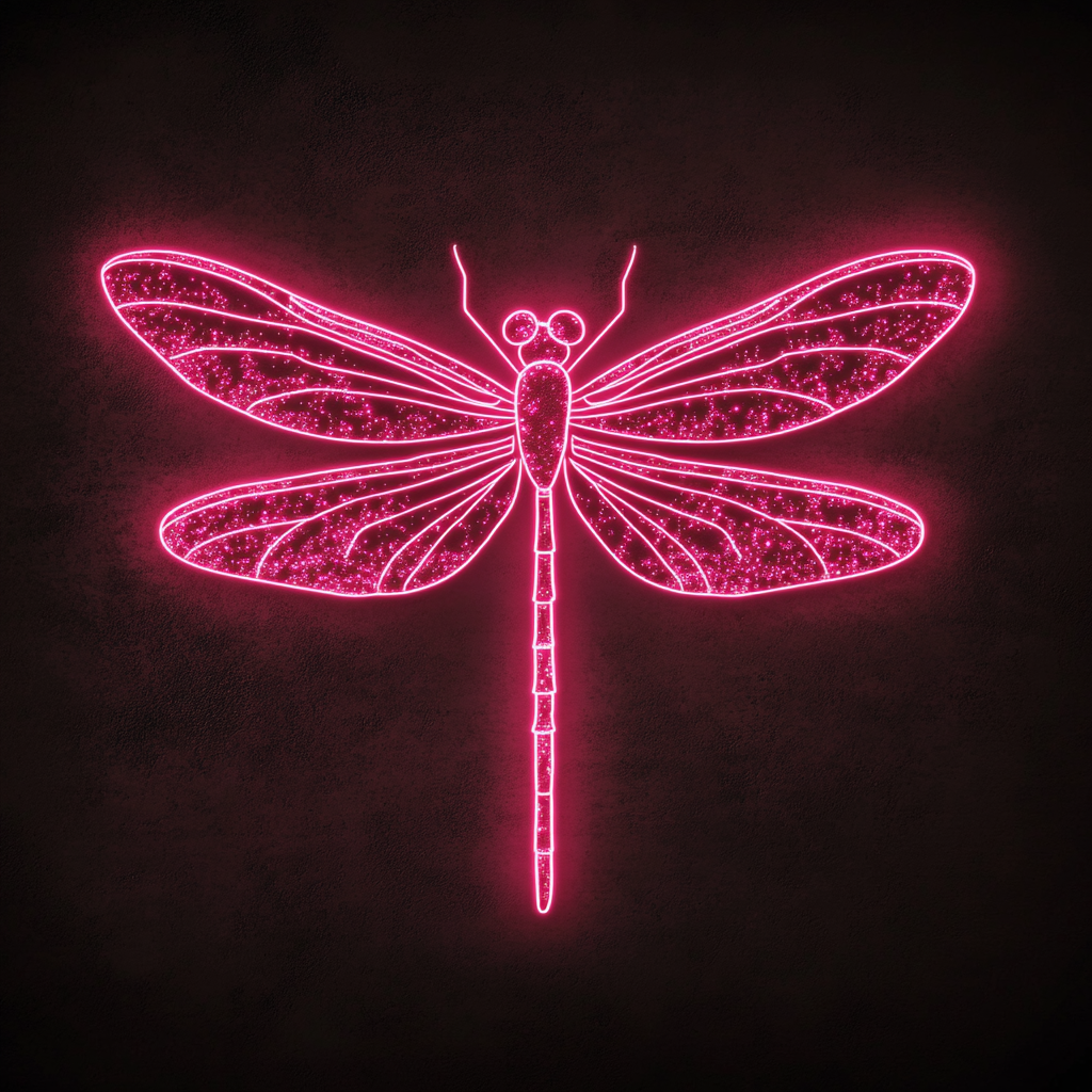 Dragonfly with Sparkles - Pink Neon Sign, 24 Inches