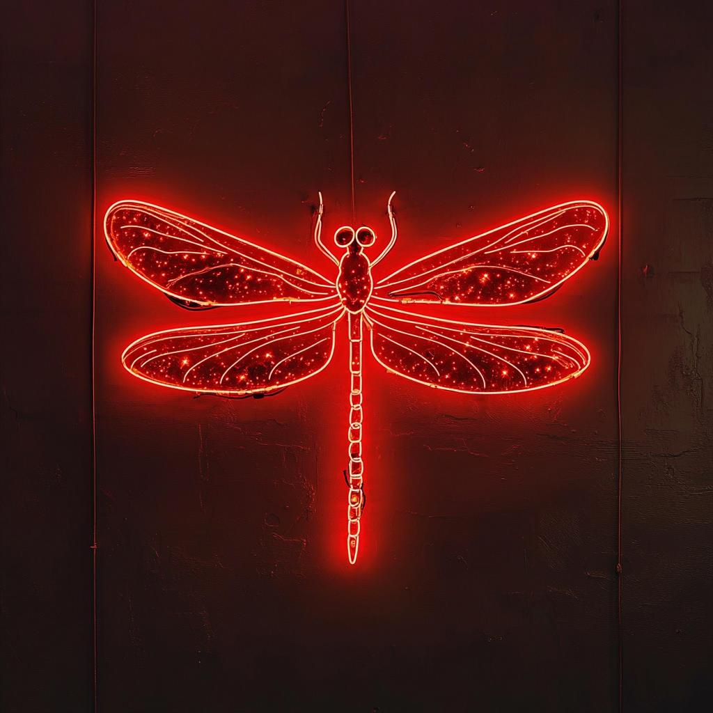 Dragonfly with Sparkles - Red Neon Sign, 18 Inches