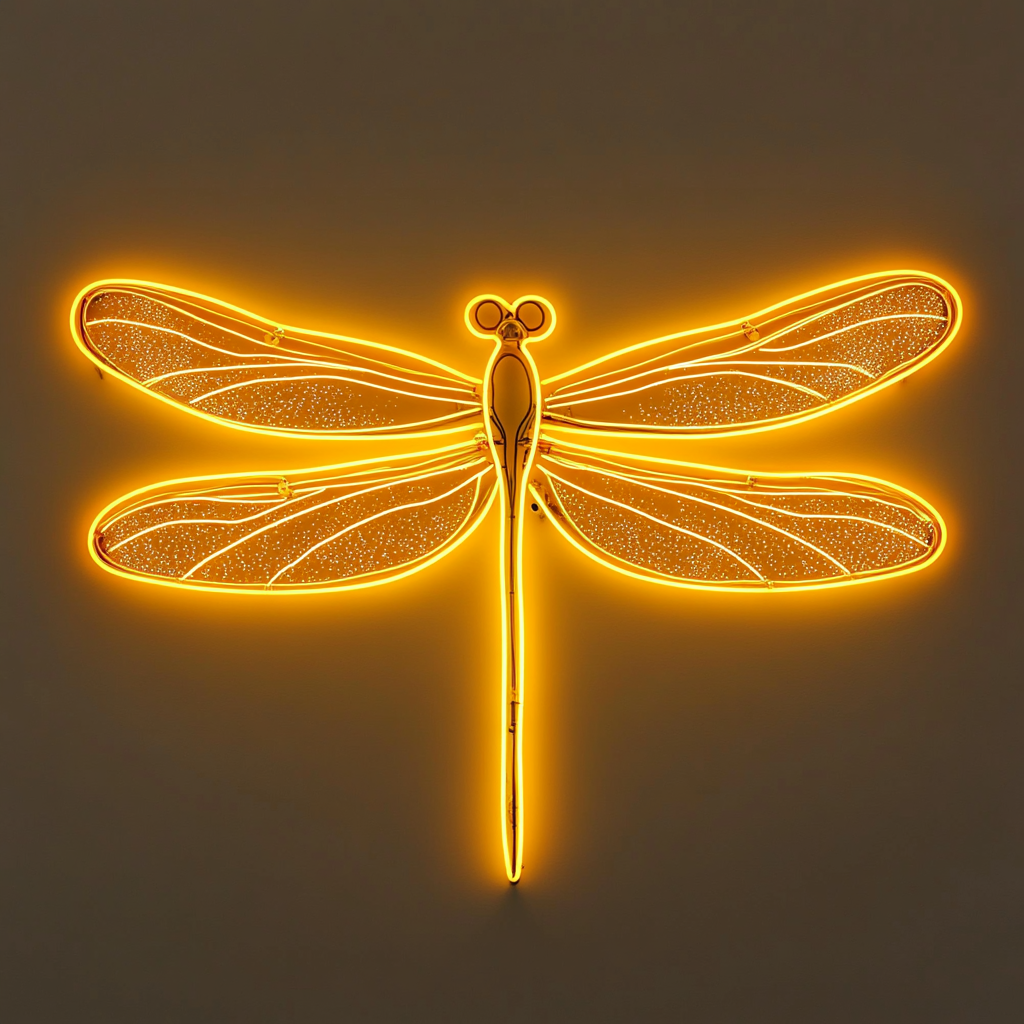 Dragonfly with Sparkles - Yellow Neon Sign, 18 Inches