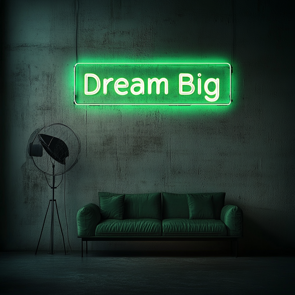 Dream Big - Green Neon Sign, 24 Inches