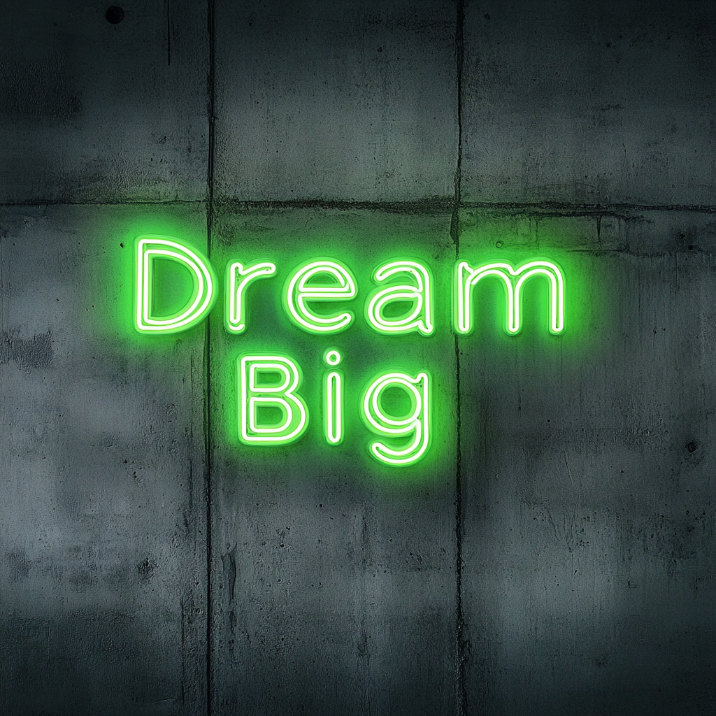 Dream Big - Green Neon Sign, 18 Inches