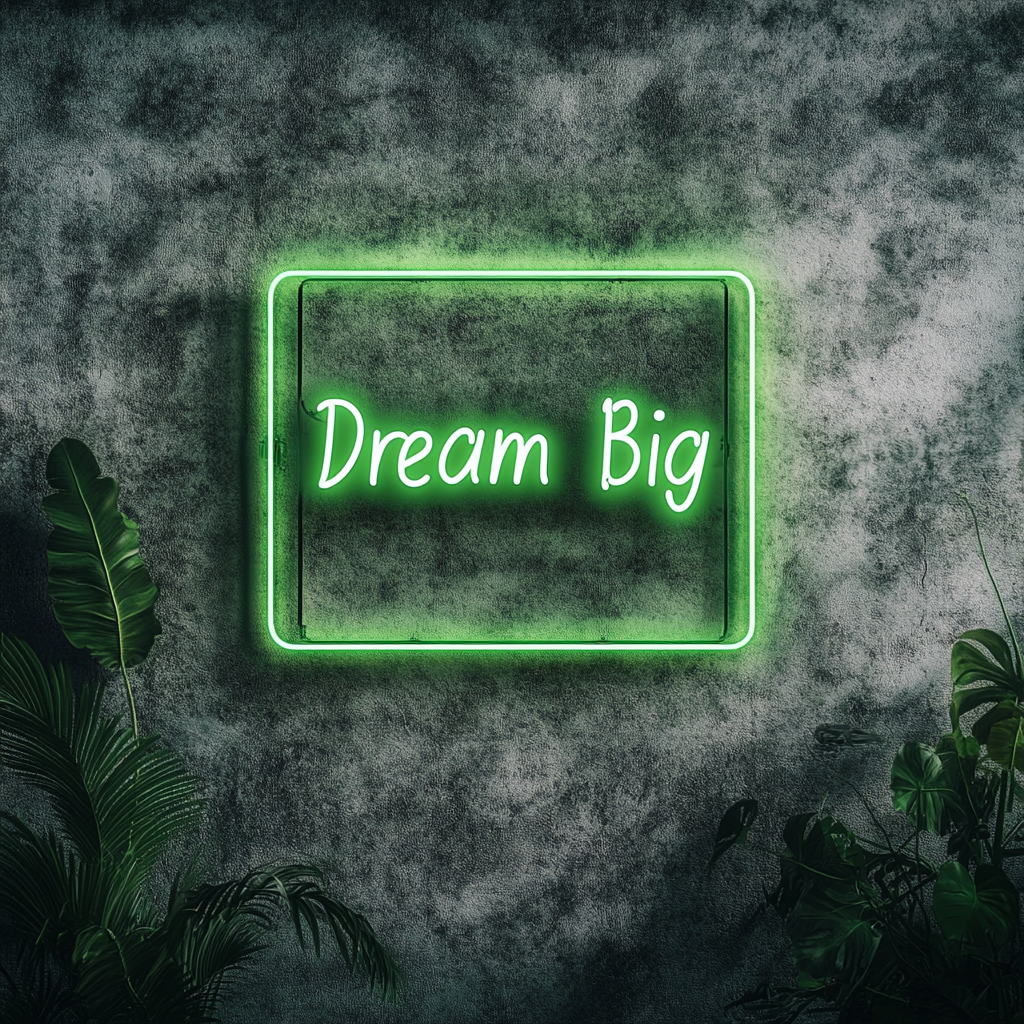 Dream Big - Green Neon Sign, 24 Inches